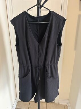 lululemon athletica Black Sleeveless V-Neck Drawstring Romper